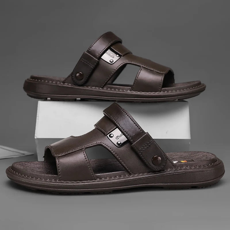 Men's outdoor beach cool slippers with non-smelly feet after leisure, dual-purpose soft-soled shoes, summer non-slip driving san