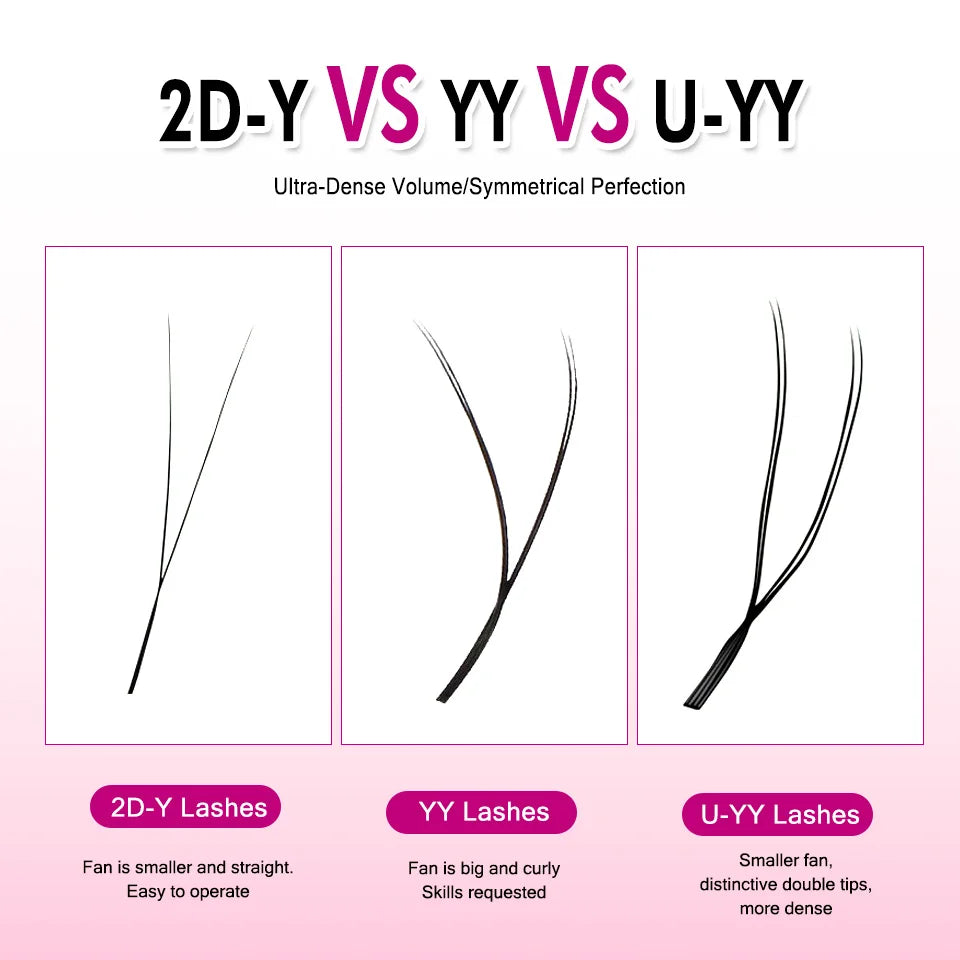 10 Trays U-shaped Eyelash Extensions Handmade Soft U Shape W Bloom Lashes Premade Fans U3D U5D Brown 4DW False Eyelash Wholesale