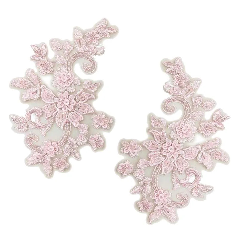 2PCS/Pair,3d Flower Wtih beaded sequined Bodice Applique sewing supplies,Lace Emboridery Sew On Patches For Dresses,Clothing