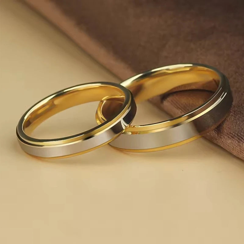 Fashion Design Stainless Steel Wedding Ring Couple 4/6mm Width Rings For Women Men Memorial Day  Jewelry Valentine's day Gifts