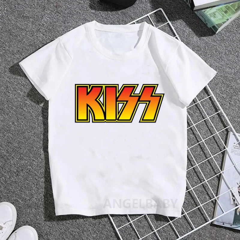 Stormtrooper Fans Kiss Rock Band Print Fashion Kids T shirt Girls Summer Tops Baby Boys Clothes Children Short Sleeve T-shirts