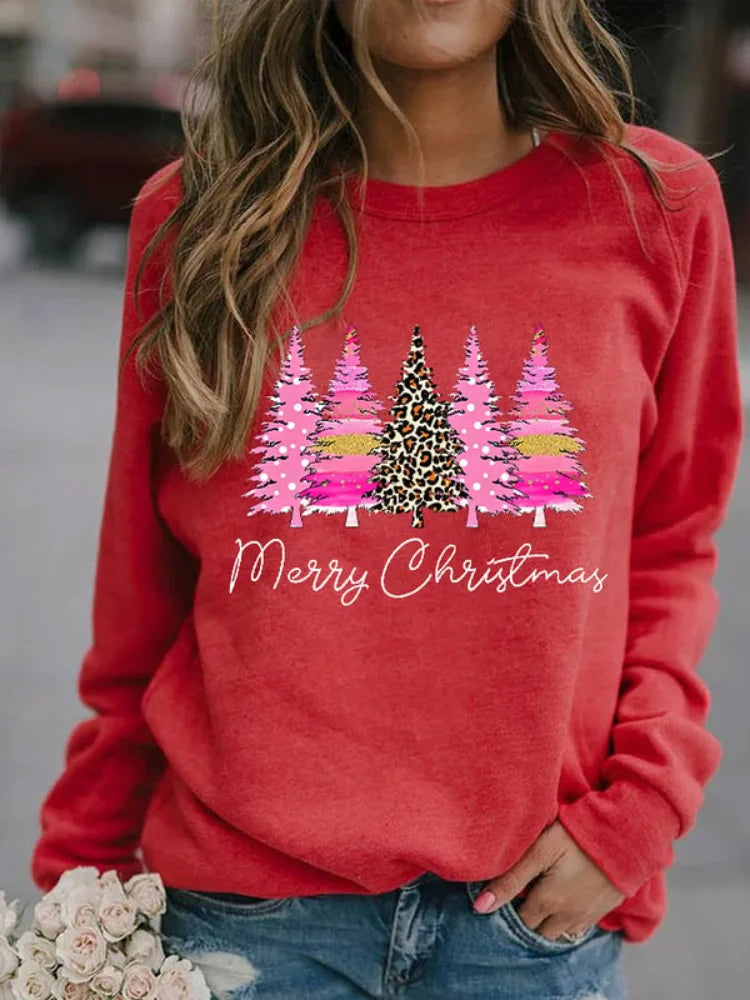Horse Christmas Tree 3D Print Raglan Sleeve Sweatshirts Women's Oversized Pullovers Hoodies Female Streetwear Woman Clothing