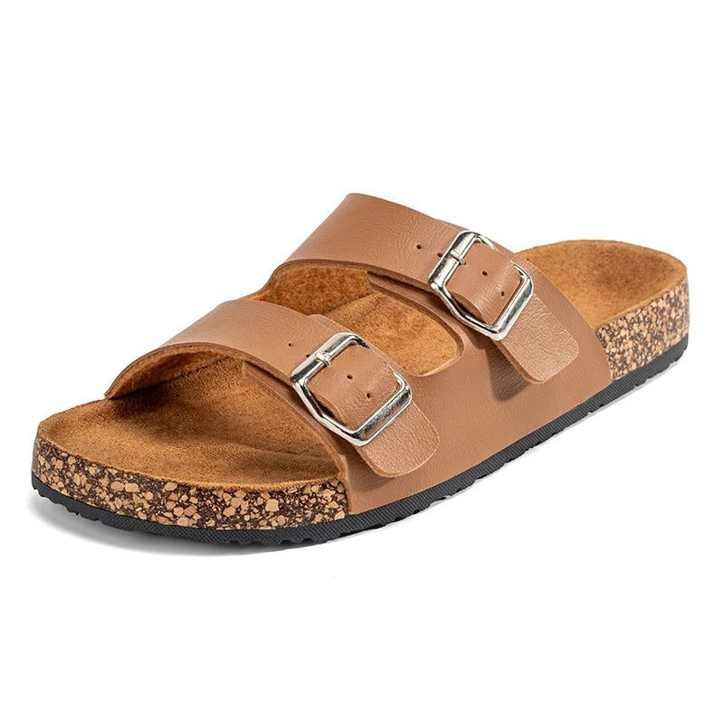 Fashion Classic Unisex Slippers For Men Comfortable Summer Cork Shoes For Men Outdoor Sandals Microfiber Plus Size 36-46