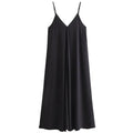 HXAO 2025 Women's Slip Dress Summer Green Red Black Dress Casual V-Neck Backless Long Dresses Sleeveless Vestidos Resort Dresses