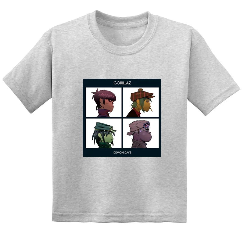Gorillaz Rock Band ChakaKhan Noodle Print Fashion Kids T-shirt Baby Boys Girls Clothes Summer Casual Children Cotton T shirt