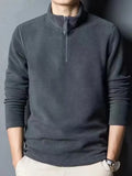 Men's insulation Polo Shirts 2026 Autumn Winter Standing Neck Half Zip Long Sleeve Fashion Versatile Sweatshirt Tees thicken Top