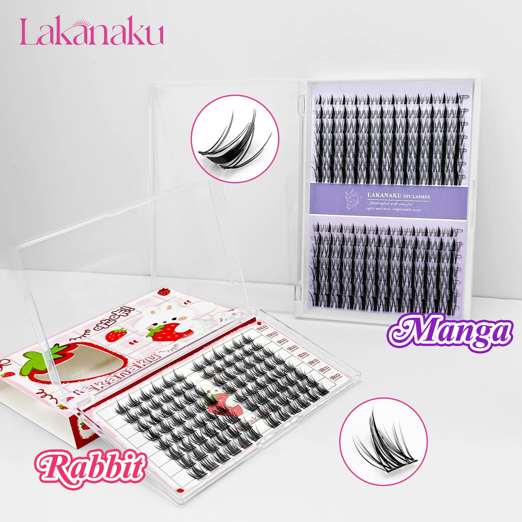 LAKANAKU Manhua Cluster Lashes Comic DIY Lashes Fairy Lashes Natural Set Eyelashes Premade Fan Individual Eyelash Extensions