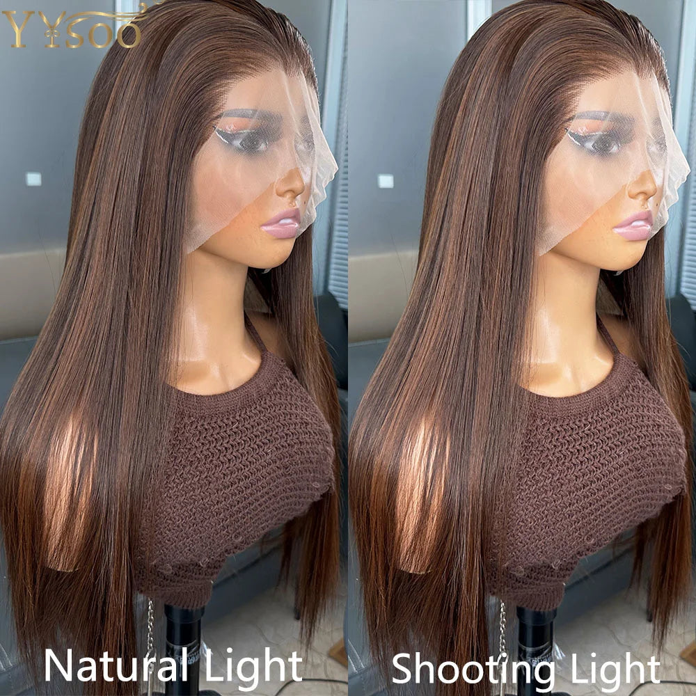 Long 4/30 Highlights Heat Resistant Half Hand Tied Wig Futura 13x6 Straight Glueless Synthetic Lace Front Wigs for Black Women
