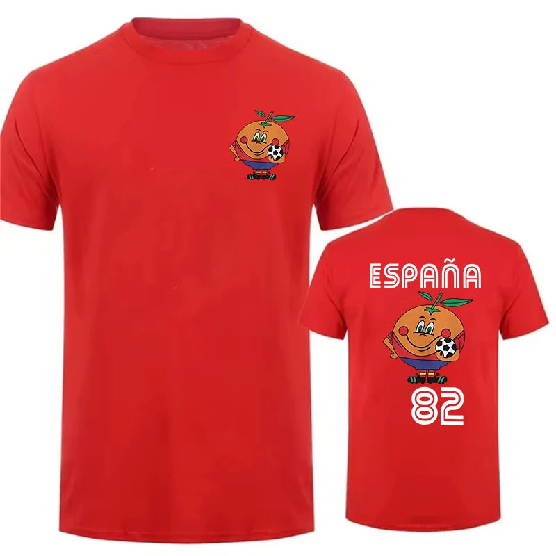 Naranjito T Shirt Men's Women's T-Shirt Crewneck Espana 82 Spain Mascot 1982 Soccer Football Tee Shirt Short Sleeve Casual Tops