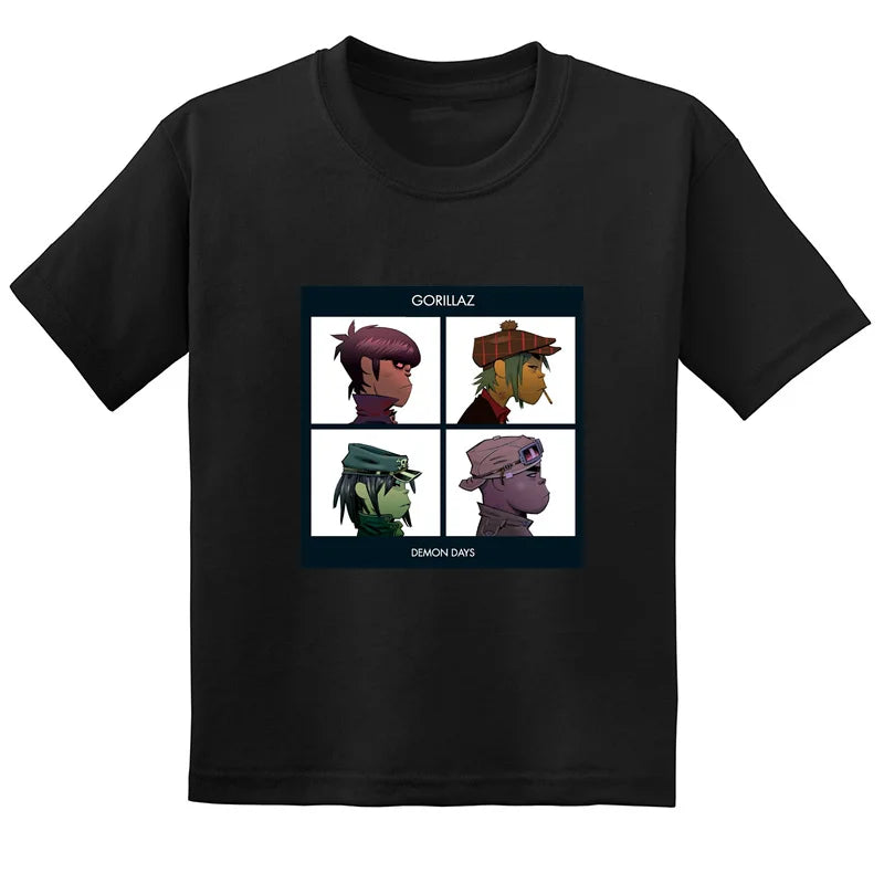 Gorillaz Rock Band ChakaKhan Noodle Print Fashion Kids T-shirt Baby Boys Girls Clothes Summer Casual Children Cotton T shirt