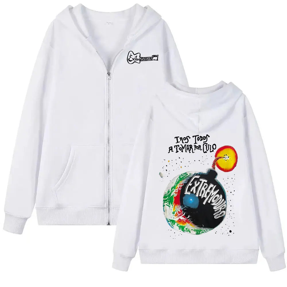 Rock Band Extremoduro Tour 2026 Zip Up Hoodies Men's Fashion Gothic Fleece Sweatshirts Coats Oversized Zipper Hoodie Streetwear