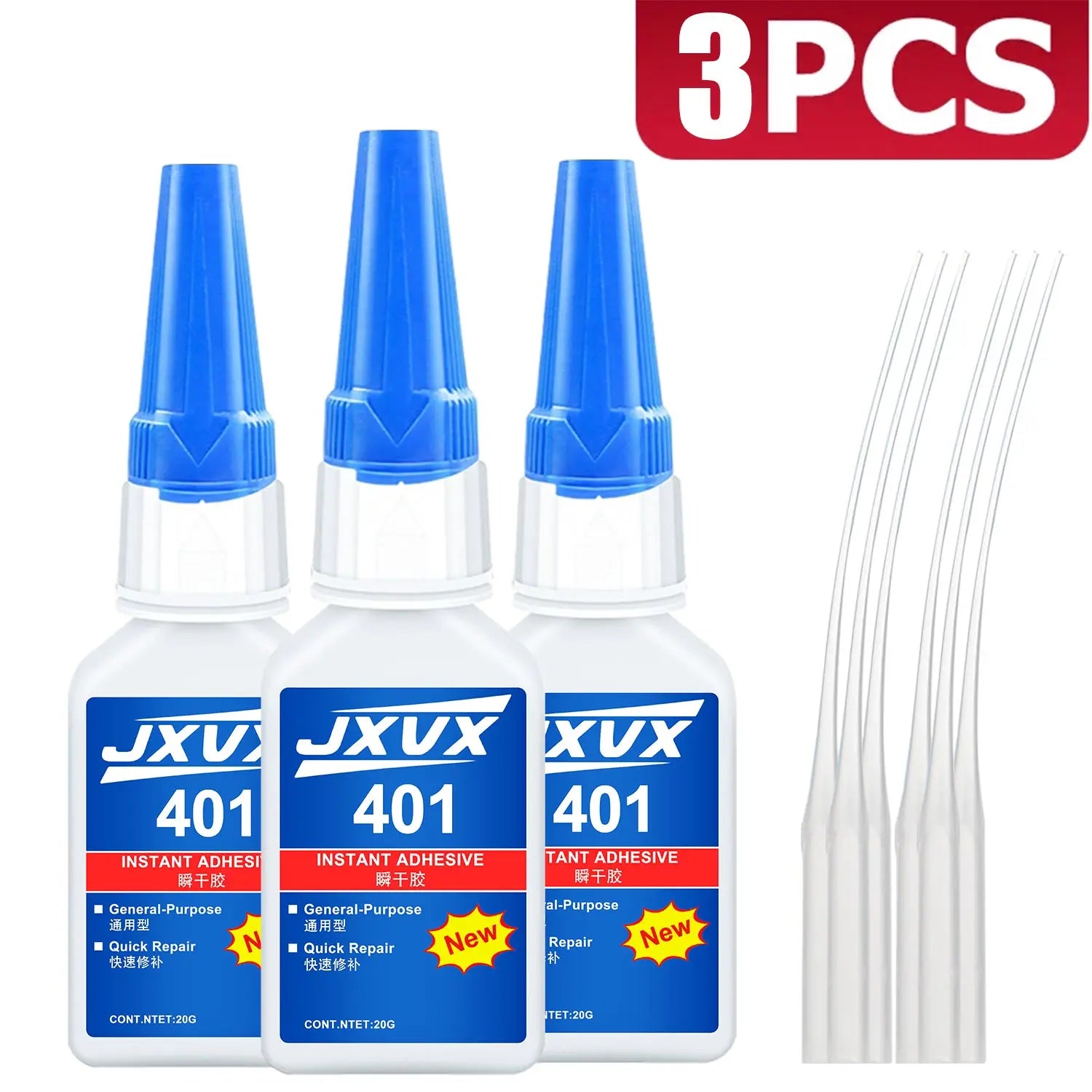 JXVX 20ml 401/406 Instant Strong Super Glue Universal Superglue Mighty Instant Glue for Resin Ceramic Metal Glass Fast Dry