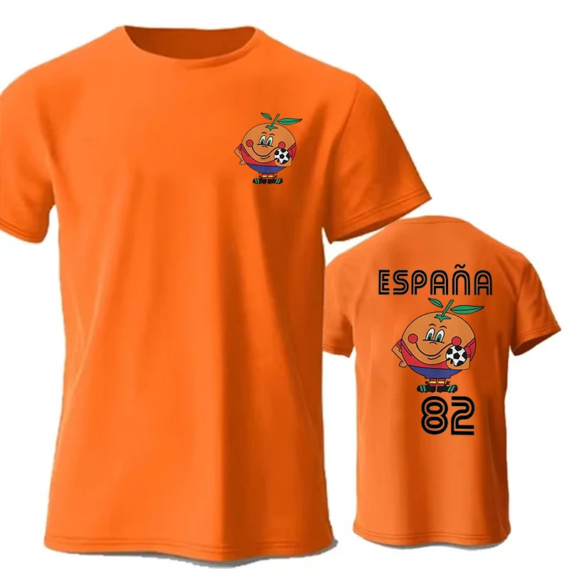 Naranjito T Shirt Men's Women's T-Shirt Crewneck Espana 82 Spain Mascot 1982 Soccer Football Tee Shirt Short Sleeve Casual Tops