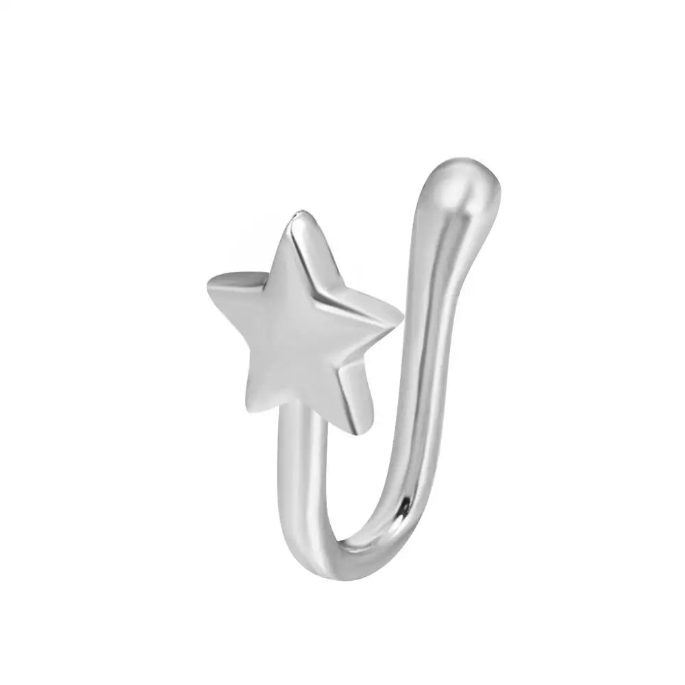 Men Women Nose Ring Clip Fake Septum Piering Rock Hip Hoop Punk Stainless Steel Body Jewelry Non Perforation Nose Clip Ring 2026