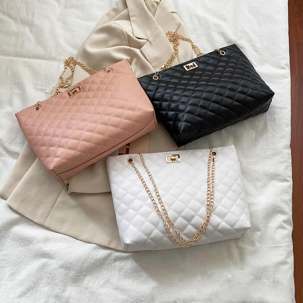 Tote Bags for Women PU Leather Diamond Lattice Handbag Personality Large Capacity Underarm Shoulder Bag Designer Bag