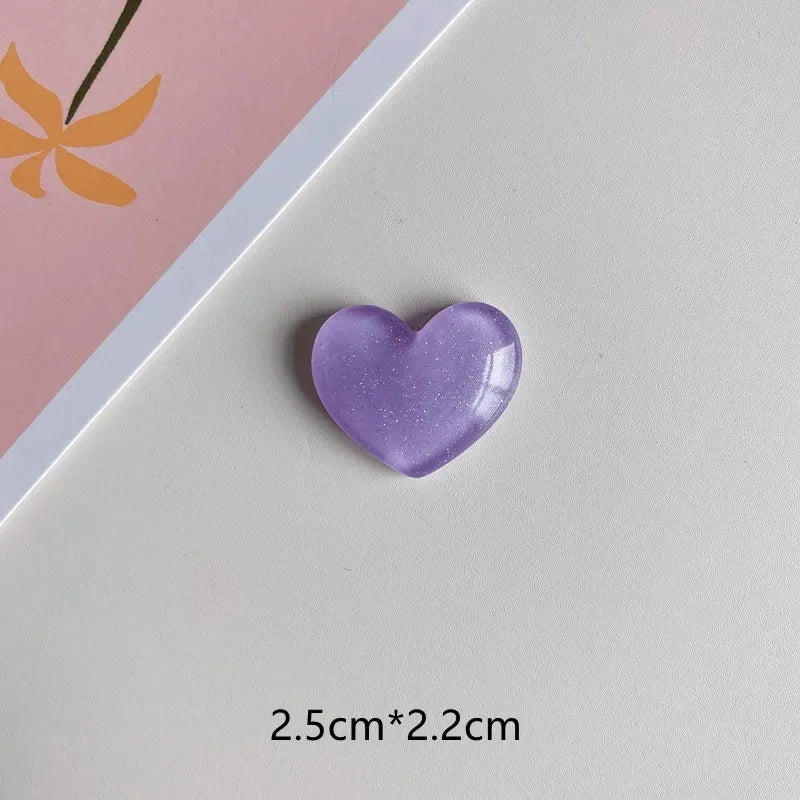 6pcs Glitter Colored Loving Heart Fridge Magnet Photo Wall Message Board Magnetic Bulletin Board Decoration Stickers Home Decor