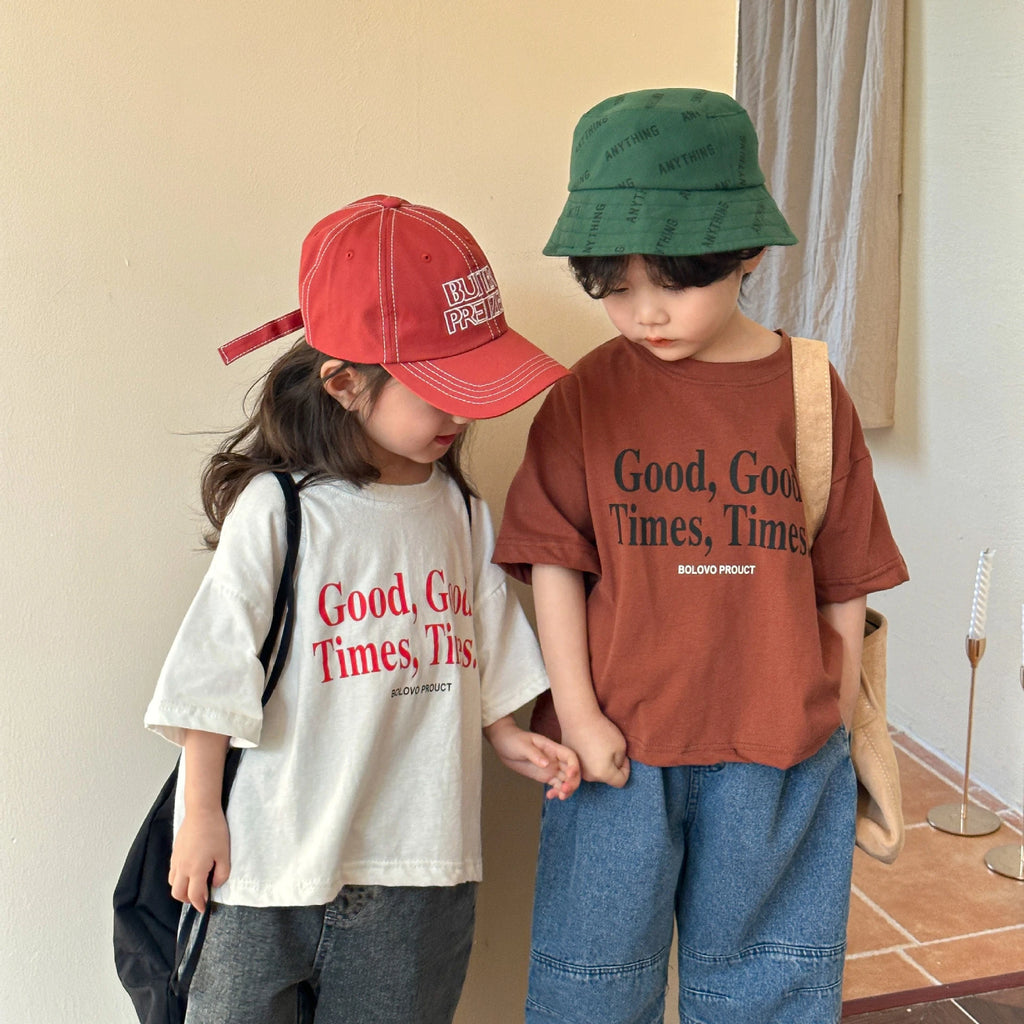 Kids Boys And Girls Summer Clothes Tops Tees Letters Printed Simple Fashion Children T-shirt Round Collar Loose Casual T Shirts