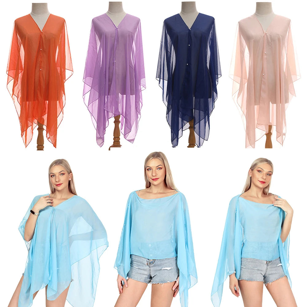 New Solid color Shawl Scarf Luxury Sun-Resistant Beach Cover Up Smooth Spring Poncho Women