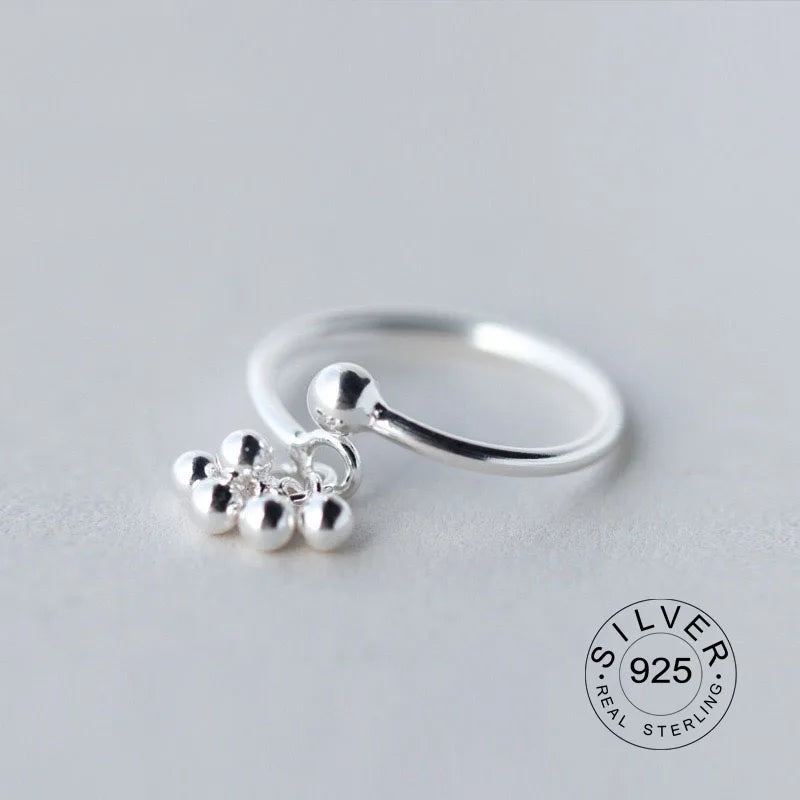 925 Sterling Silver Rings For Women Geometric Fine Jewelry Finger Adjustable Cute Flower Leaf Zirco Ring For Party Birthday Gift