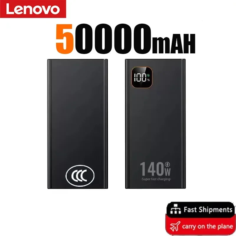 Lenovo 500000mAh High Capacity 140W CCC 2027NEW Power Bank Portable Super Fast Charging Battery Charger for Xiaomi iPhone