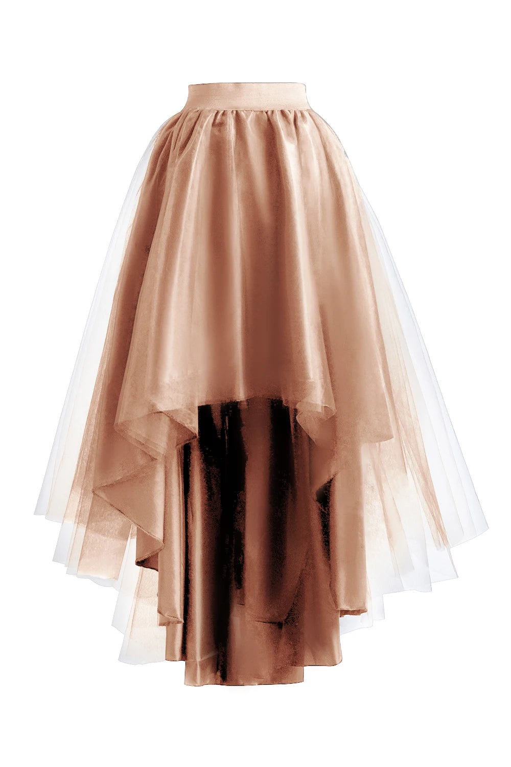 MisShow Gothic Punk Hi-Lo Tulle Maxi Women Skirt Elastic Waist High Low Mesh Net Costume Party Prom Cocktail Long Tutu Dress