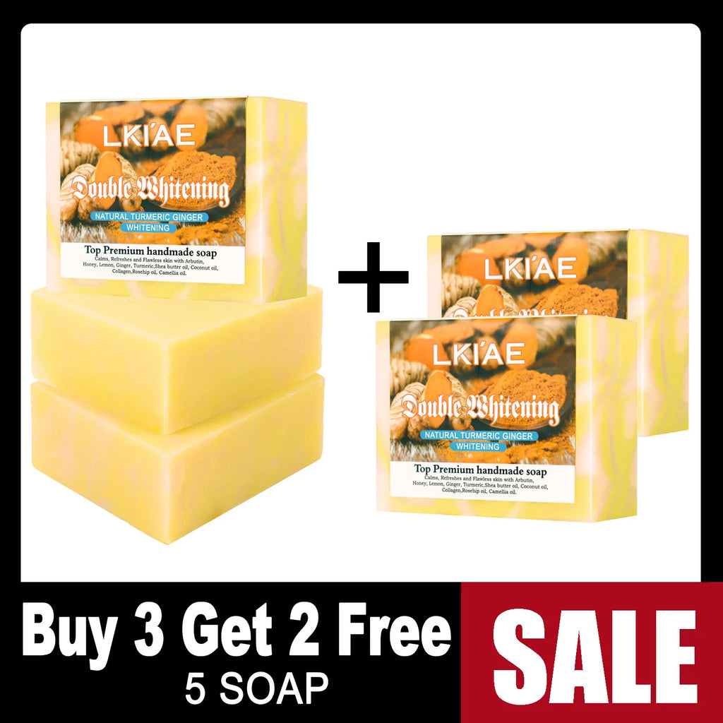 LKIAE Natural Turmeric Whitening Soap Bar, Anti Acne, Dark Spots, Moisturize and Smoothen Skin, With Honey, Glycerin, 150g