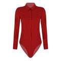 Women's Body Shirt Office Lady Work Uniforms White Blouses Slim Clothes Long Sleeve OL Shirt Leotard Easy Care Work Tights Shirt