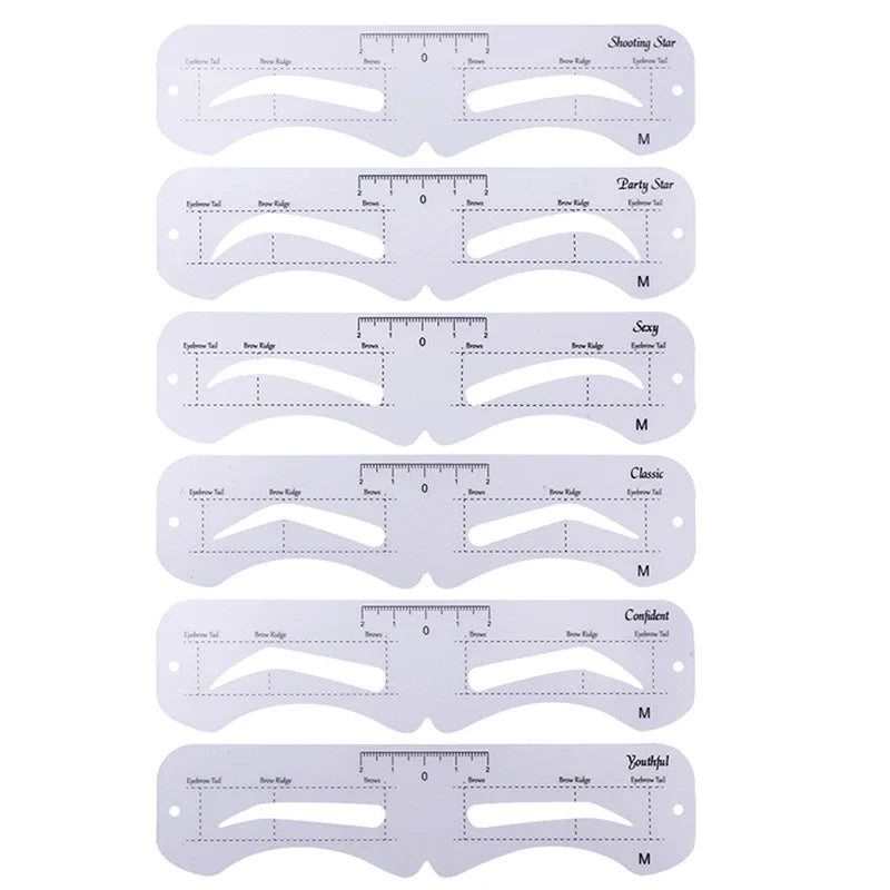 The New Fixed PVC Eyebrow Shaper Template Can Be Reused With High-quality Stickers For Elegant Eyebrow Makeup Tools 6PCS