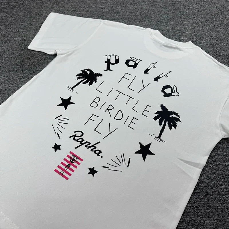 New Arrival Patta Tshirt American Street Style with Palm Tree Star Print Man Short Sleeve Tops