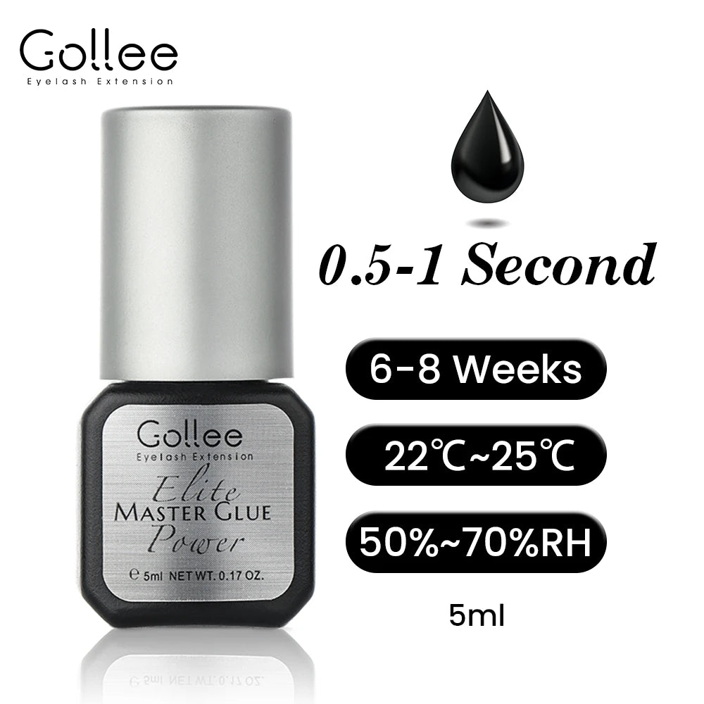 Gollee 0.5s Fast Drying Eyelash Extensions Glue 5ml Lashes Glue 6-8 Weeks Lasting Waterproof Salon Professional Eyelashes Makeup