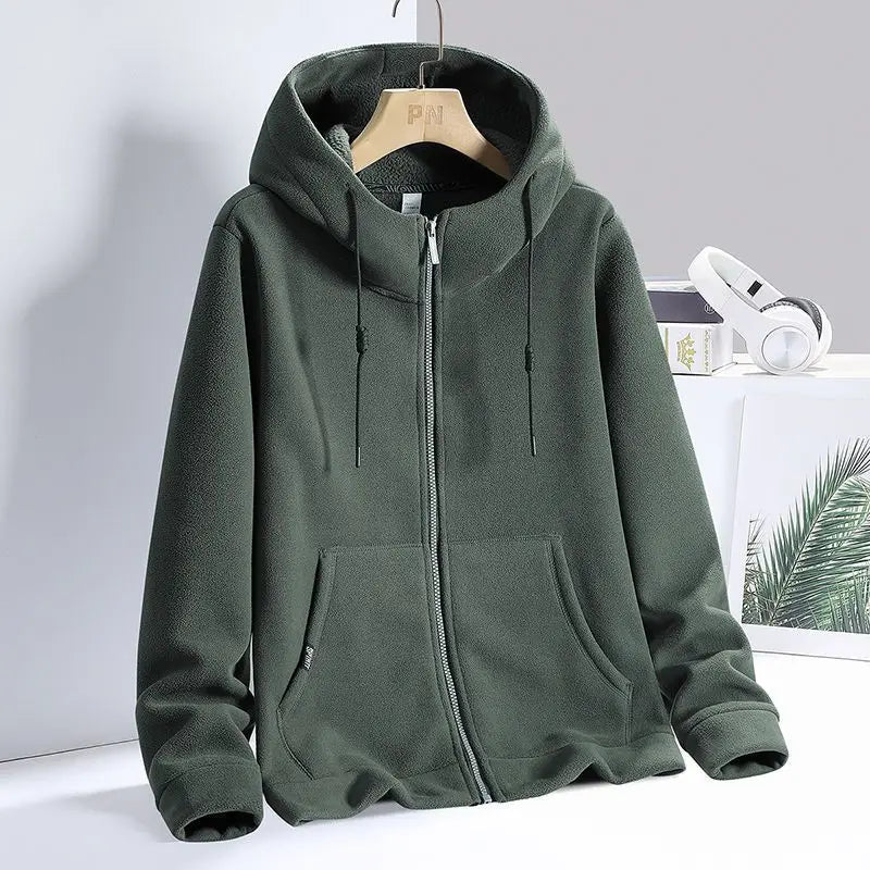 Solid Cashmere Fleece Hoodies Women Sweatshirt Autumn Winter Jacket Breathable Leisure Walk Warm Hooded Zipper Top Lady Coat