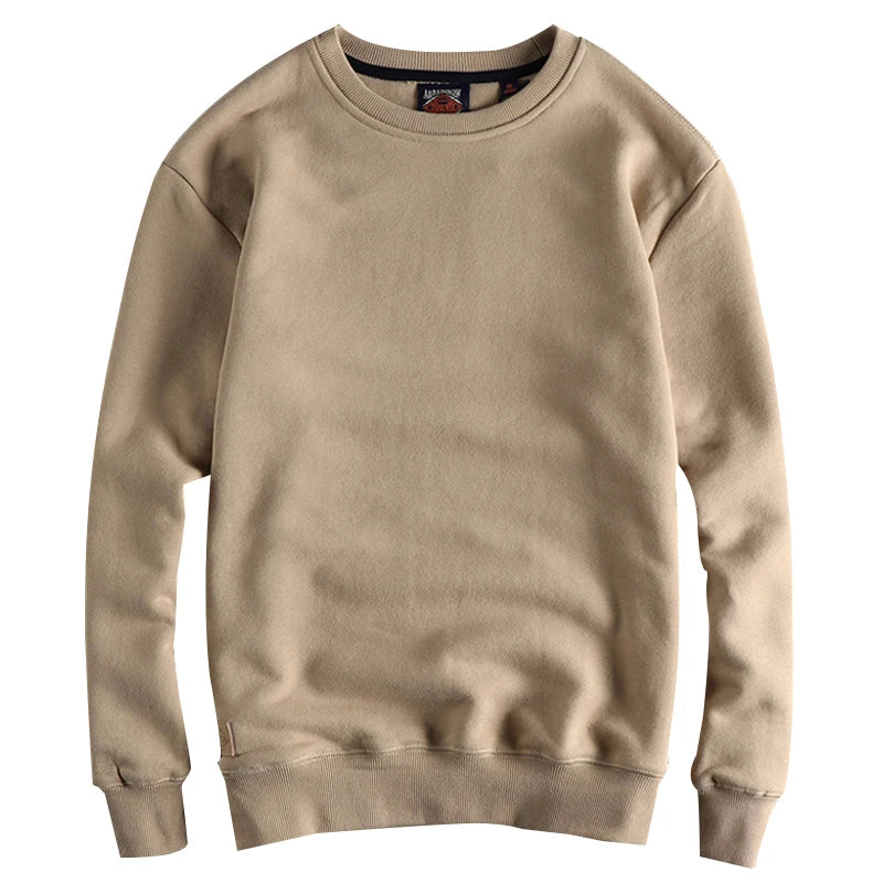 Autumn Winter American Retro Heavyweight Velvet Solid Color Sweatershirt Men's Fashion Pure Cotton Washed Youth Pullover Hoodies