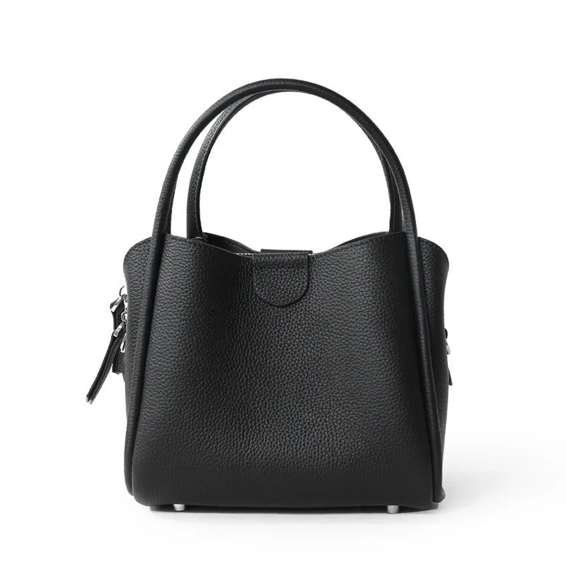 2025 New Summer Women Bag Lady Fashion Small Bucket Handbag Genuine Leather Cross-body Messenger Female Minimalist Shoulder Bag