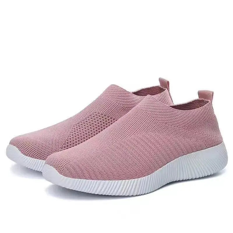 Women Sneaker Summer Elastic Force Mesh Breathable Flat Ladies Slip on Casual Sports Shoes Comfortable Vulcanize Shoes