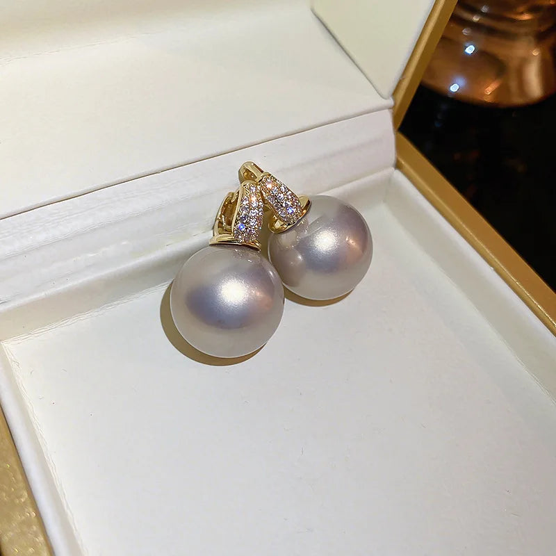 Sparkly Rhinestone Zircon Earrings for Women Round Ball Earrings Wedding Bridal Accessories Party Ear Jewelry Wholesale