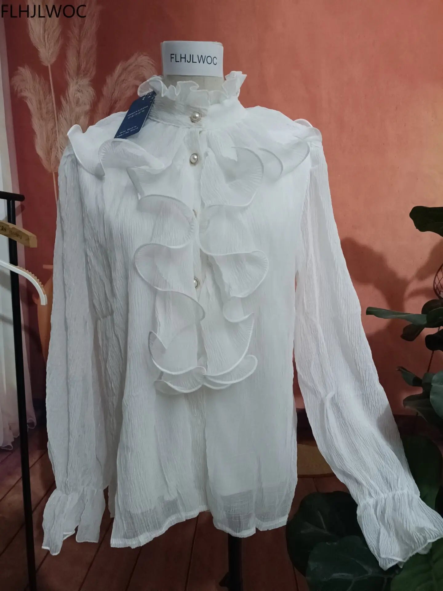 2023 Women Korean Style Design Clothes Flare Sleeve Elegant Office Lady Cute Sweet Basic Shirts Blouses