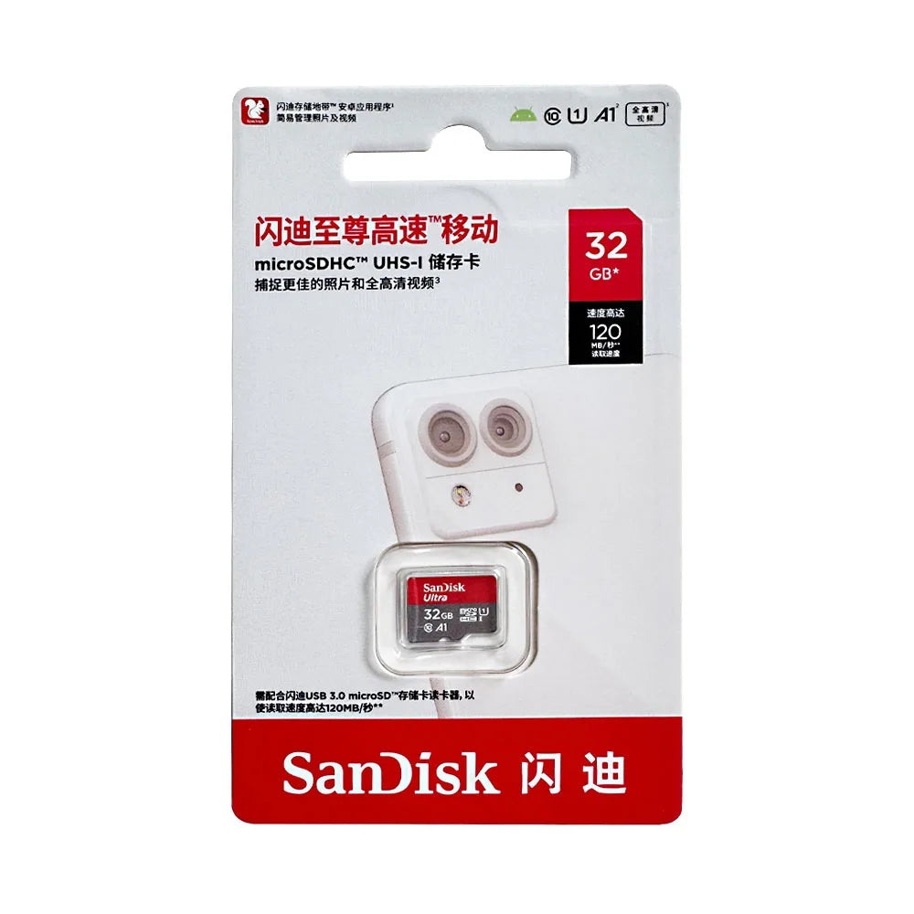 SanDisk MicroSD Memory Card 32GB MicroSDHC 64GB 128GB 256GB MicroSDXC C10 U1 V30 U3 TF Cards for Dash Cam Home Video Monitoring