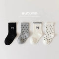 4pair/set Cute Korean Fashion Calf Sock for Kids Girl Sweet Bow Dot Style Princess Children Sock Spring Summer Soft Cotton Sock