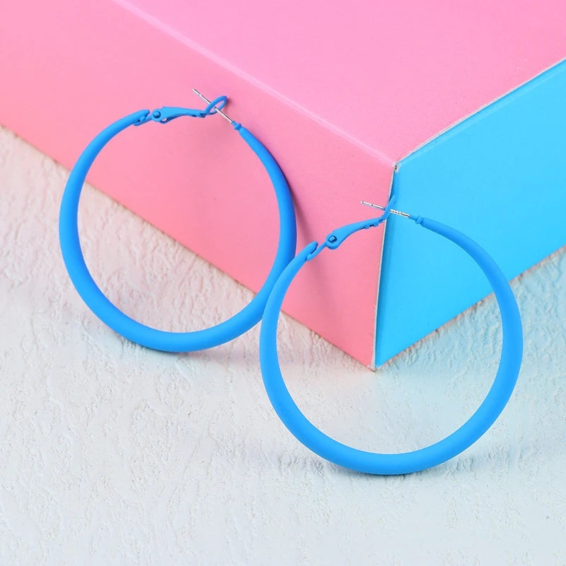 Ankela Red Big Round Hoop Earrings for Women Trendy Simple Hyperbole Geometric Circle Huggie Loop Jewelry Brincos Bijoux Gift