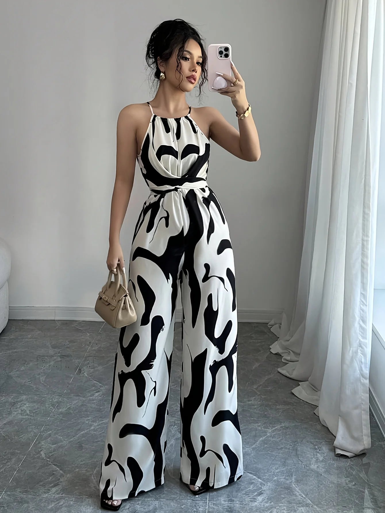 Women's Elegant Off-Shoulder Loose Wide-Leg Jumpsuit for Vacation Date Fashionable Commuting