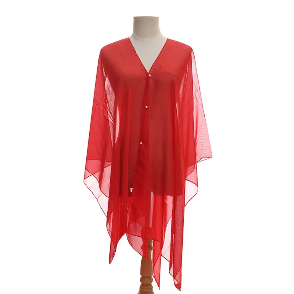New Solid color Shawl Scarf Luxury Sun-Resistant Beach Cover Up Smooth Spring Poncho Women
