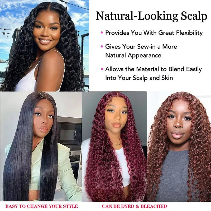 250 Density Deep Wave 13x4 Lace Frontal Wig Brazilian Wigs Virgin Transparent Lace Front Human Hair Wigs Pre plucked Human Hair