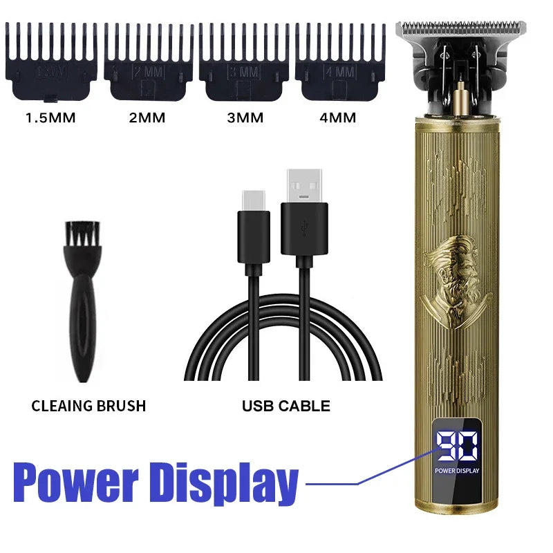 Vintage Hair Clipper T9 Hair Cutting Machine USB Fast Charging Shaver Barber Cordless Hair Trimmer For Men's Barbe