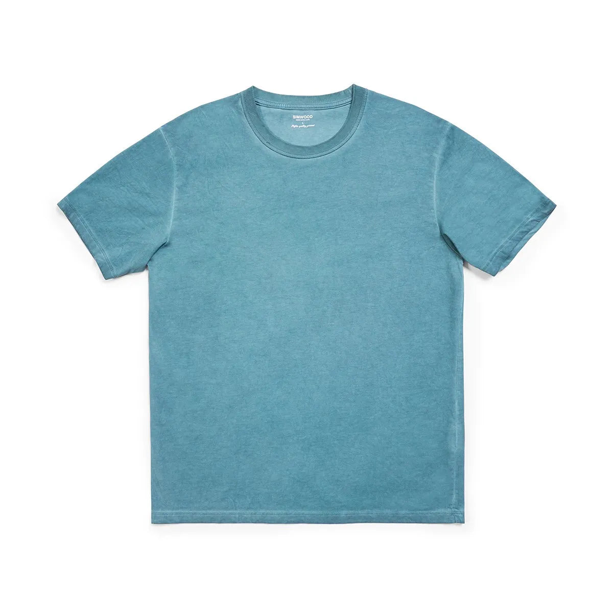 SIMWOOD 2026 Summer Autumn New Washed T-shirts Men Vintage 100% Cotton Tops Plus Size Brand Clothing