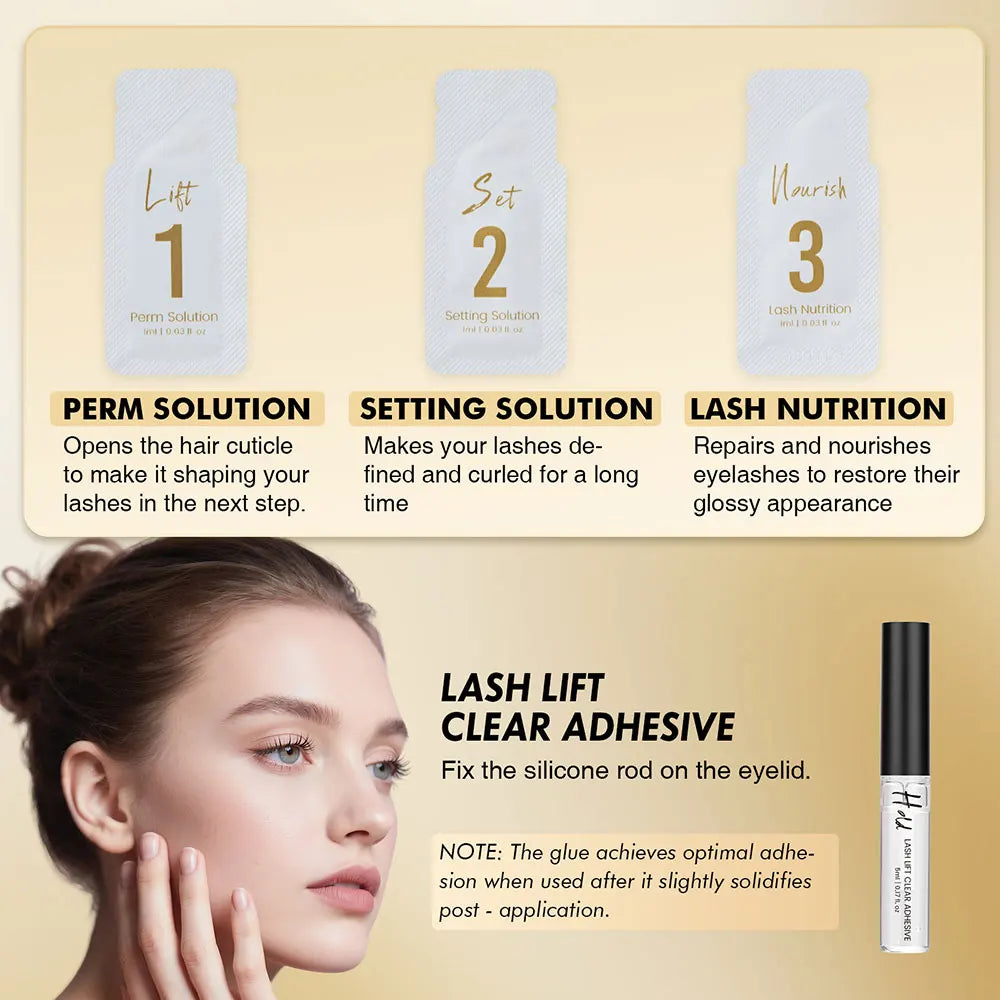 Gollee Eyelash Perm Curler 15 Minutes Lashes Brow Lamination Kit Lasting 4-6 Weeks Eyelashes Lifting Perm Enhancer Salon Beauty