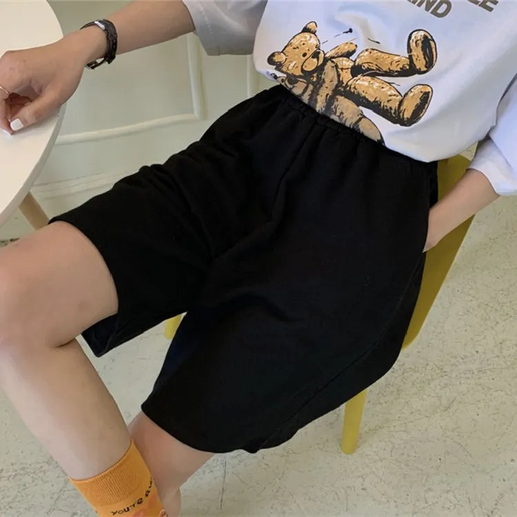 2023 New Summer Shorts Women Elasticity Korean Style Casual Shorts Students Harajuku Simple Solid Colory Loose Shorts Woman Pant