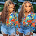 Highlight Ombre Human Hair Wigs P4/27 Honey Blonde 13x4 13x6 Deep Wave Lace Front Wigs Human Hair For Women Pre Plucked Colored