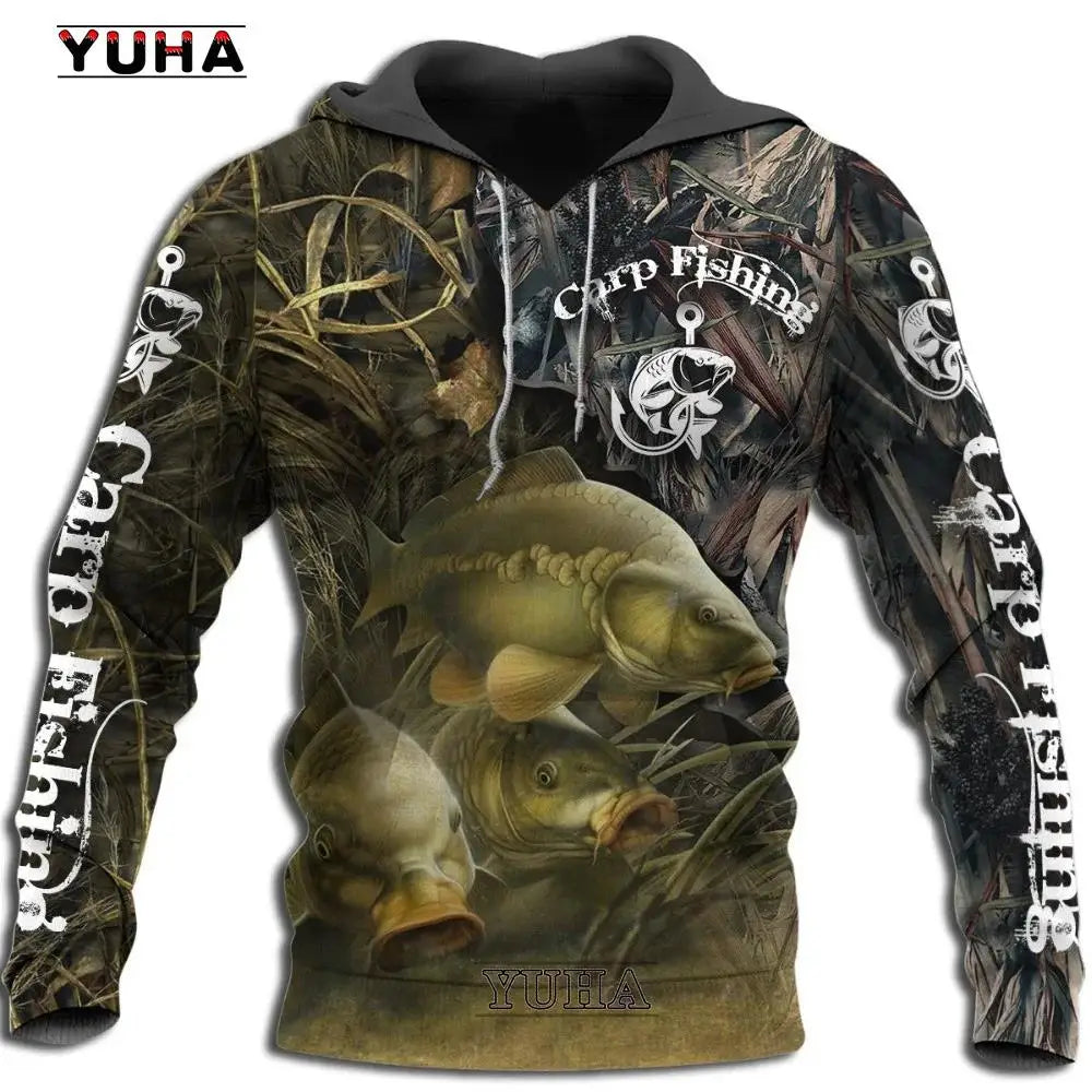 Fashion Men Hoodie Cool Carp Fishing 3D Printed Harajuku Sweatshirt Unisex Casual Pullover hoodies sudadera hombre