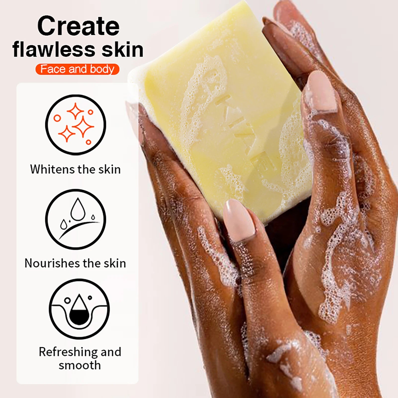 LKIAE Natural Turmeric Whitening Soap Bar, Anti Acne, Dark Spots, Moisturize and Smoothen Skin, With Honey, Glycerin, 150g