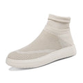 Men Thick Bottom Sneakers Autumn Couple New Non-slip Sock Shoes Breathable Mesh Round Head Casual Walking High-top Flats